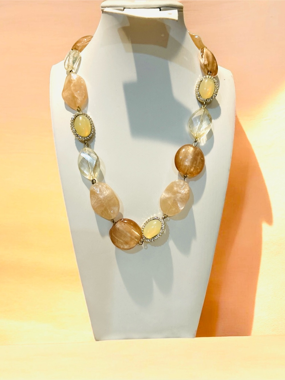 Charming Charlie  Peach/Pinkish Color & Gemstone Necklace